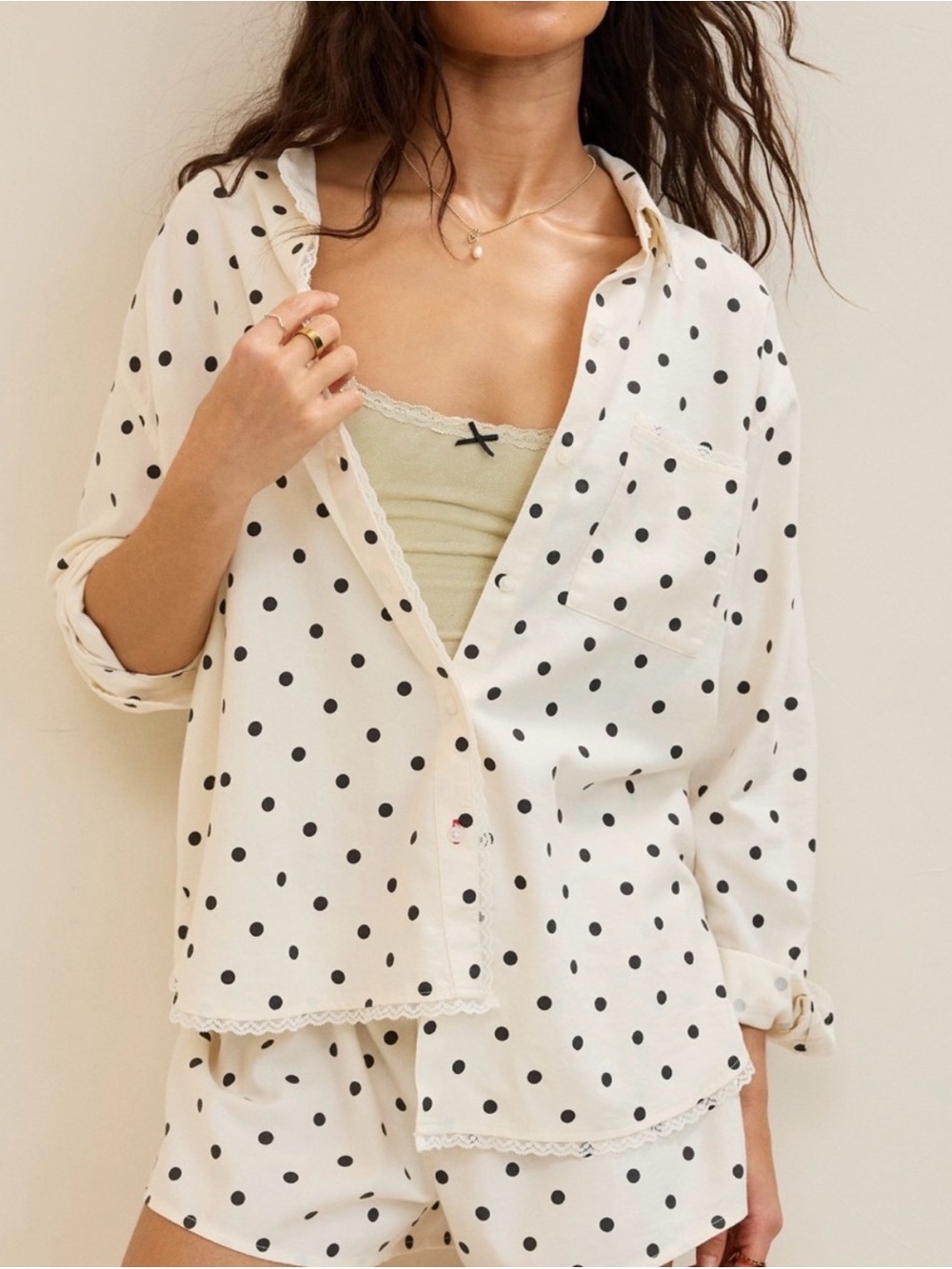 Size L Aerie Polka Dot Shirt